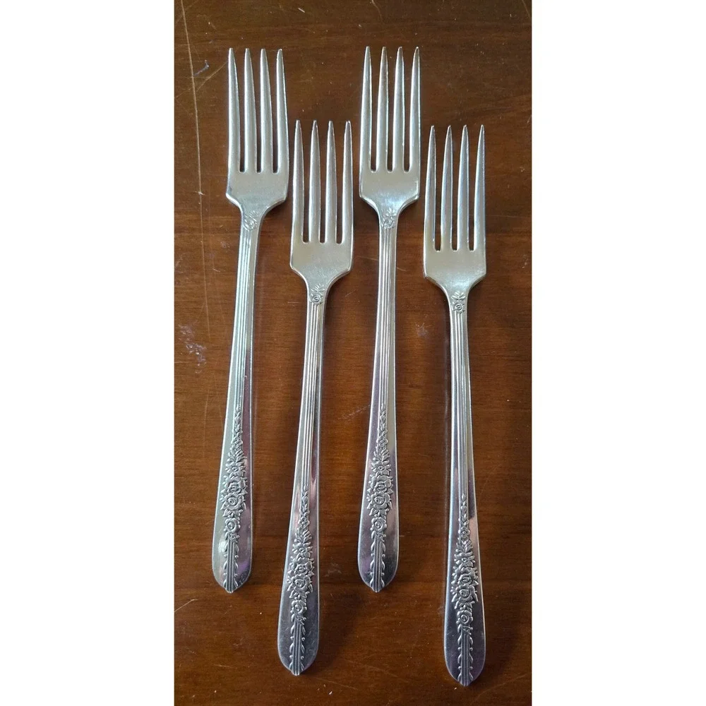 Nobility Plate Royal Rose Silver Plated Dinner Forks Set of 4 Oneida Vintage